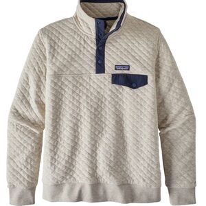 Patagonia Quilted Pullover in Beige and Dark Blue
